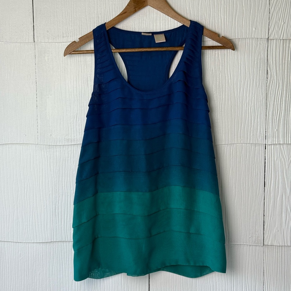 Aqua Layered Sleeveless Blouse in Blue and Teal Womens Small